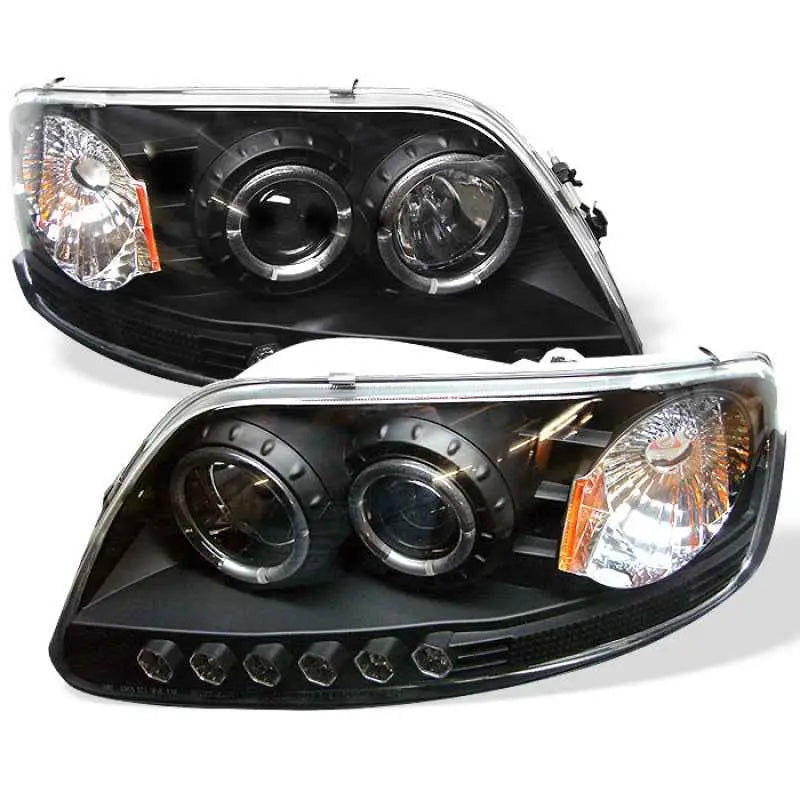 Spyder Ford F150 97-03 Projector - LED Halo Amber Reflctr LED Blk PRO-YD-FF15097-1P-AM-BK 5010261