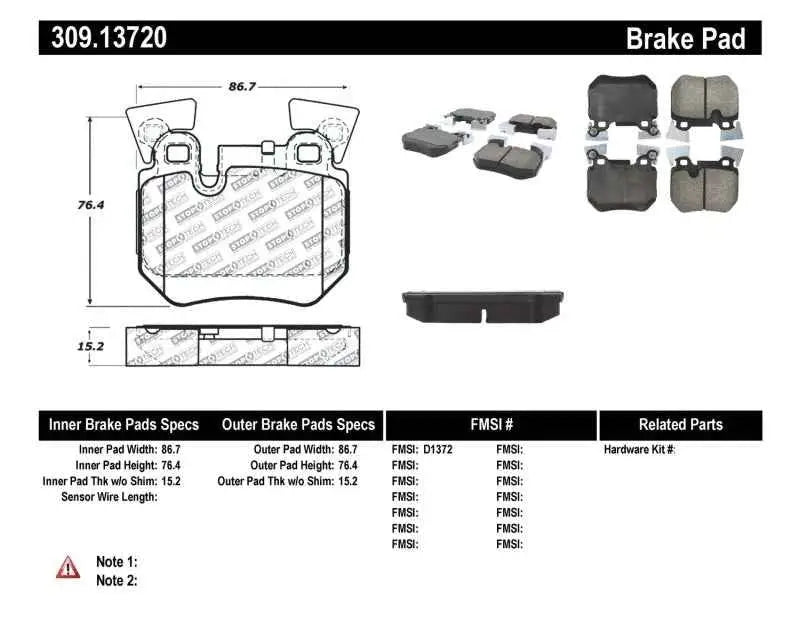 StopTech Performance 08-09 BMW 128i/135i Coupe Rear Brake Pads 309.13720