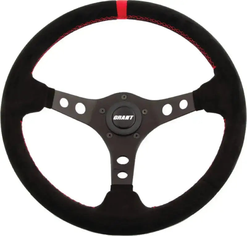 Suede Series Steering Wheel Black/Red 652-3505