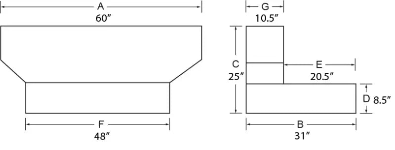 Tradesman Aluminum L-Shape Liquid Storage Tank (100 Gallon Capacity) - Brite tra3212