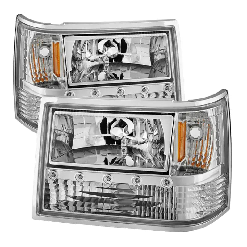 Xtune Jeep Grand Cherokee 93-98 1Pc Crystal Headlights Chrome HD-ON-JGC93-1PC-LED-C spy5017659
