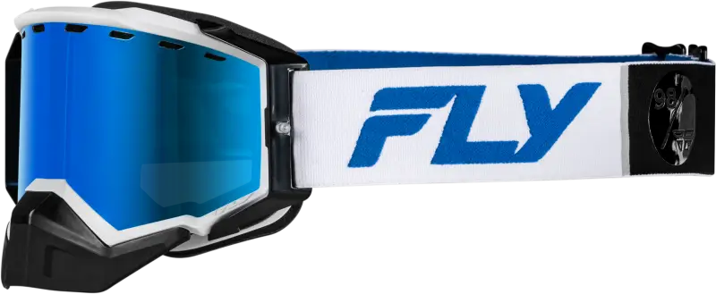 Zone Elite Snow Goggles - White/Blue with Dark Blue Mirror and Polarized Smoke Lens 37-4104